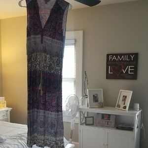 Bohemian Maxi Dress in Purple and Gray